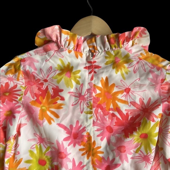 Vintage Carol Brent Pink Floral Print Ruffle Neckline Top - Picture 7 of 9